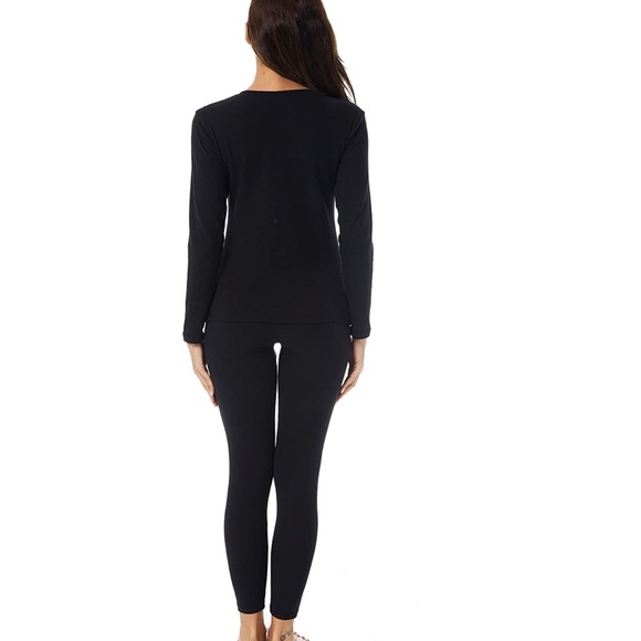 Black two piece pajama thermal underwear - Picture 3 of 5